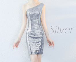 Gold One-Shoulder Sequin Dress Bridesmaid Plus Size Sequin Gown image 11
