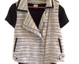BCBGeneration Zip Front Tweed Knit Vest Black Ivory Stripe Size Small - $17.61
