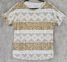 BomBom Shirt Womens Large Multicolor Aztec Leopard Print Momcore Short S... - £11.72 GBP
