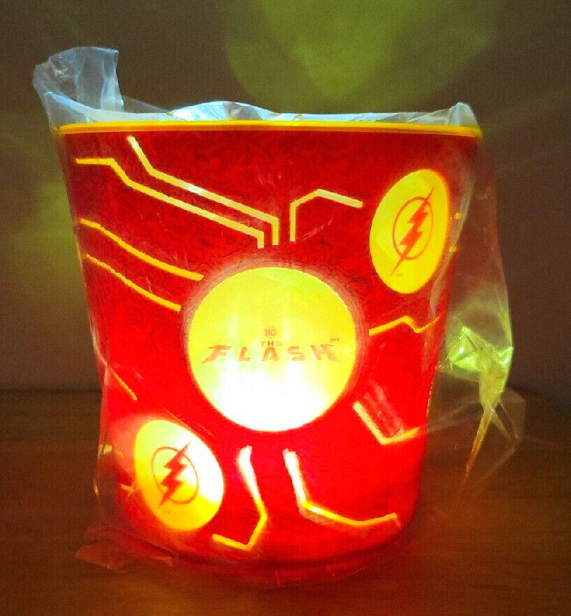 Primary image for AMC Theaters "THE FLASH" Popcorn Tub Bucket with LED Flash Lights NEW Never Used