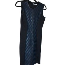 Bagatelle City Dress Navy Black Stretch Leather Herringbone Sheath Size XS - £5.97 GBP