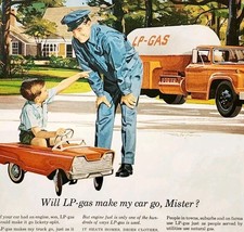 1965 LP Gas Kid With Toy Car Advertisement Gasoline Delivery Truck Oil HM2G - $39.99