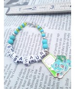 Pokemon Bulbasaur Kids Charm Bracelet Teal Beads 6 inch - £5.59 GBP