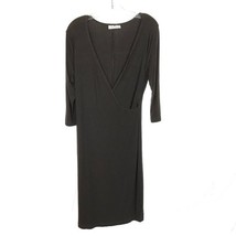 Womens Size Large Bryn Walker Brown Faux Wrap Stretch Midi Dress Made in USA - £33.67 GBP