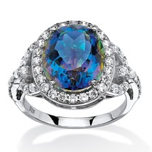 Womens Platinum Over Sterling Silver Mystic Quartz Ring Size 6 7 8 9 10 - £127.88 GBP