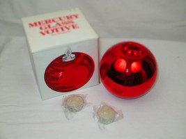 Vintage Dept 56 Red Mercury Glass Votive Candle Holder With Two Candles - £27.96 GBP