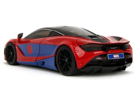 McLaren 720S Red and Blue with Black Top and Graphics and Spider-Man Diecast Fig - $85.43