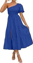 ZESICA Women&#39;s Boho Summer One Shoulder Short Sleeve Smocked Side Split ... - $54.86 CAD