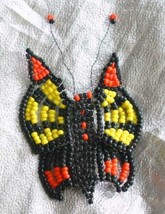 Vintage Native Style Black, Yellow &amp; Orange Glass Seed Bead Butterfly Br... - $19.95