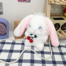Ls plush crossbody bag soft pears bead chain phone purse shoulder bag women cute rabbit thumb200
