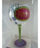 Best Friends Wine Glass Hand Painted Holds 18oz  - £14.00 GBP
