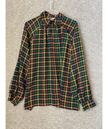 Vintage Givenchy Women’s Digital Plaid Button Shoulder Long Sleeve Blous... - £69.84 GBP