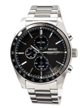 Seiko Solar Chronograph Men&#39;s Watch Stainless Steel with Metal Strap, Silver, On - £368.62 GBP