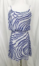 Aqua Dress Chiffon Spaghetti Strap Elastic Waist Sundress White Blue size Small - £16.49 GBP