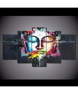 Abstract Buddha Face 5 PC canvas Wall Art Picture Home Decor Large Sz No... - £43.16 GBP