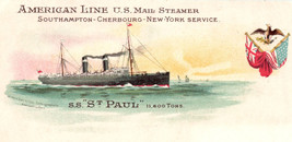 American Line Steamer St Paul Trans Atlantic Postcard - $9.59