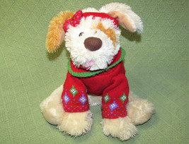 MARY MEYER DOG PLUSH STUFFED 2009 ANIMAL RED SWEATER &amp; HEAD BAND CREAM 10&quot; - £8.49 GBP