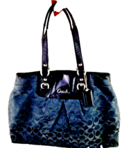 Coach Ashley Carryall Signature Sateen Patent Leather Black F15510 - £26.81 GBP