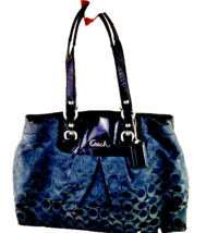 Coach Ashley Carryall Signature Sateen Patent Leather Black F15510 - £27.06 GBP