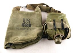 *Vintage US Military Field Protective Gas Mask Bag w Canteen - $10.00