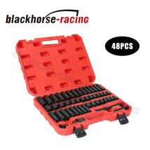 3/8&quot; Drive Impact Socket Set 48PCS Standard SAE Metric 5/16&quot; to 3/4&quot; 6 Point - £45.29 GBP