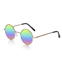 Festival Sunglasses Mirrored Women Gay Pride Trendy Rounded Mirror Rainbow Lens - £23.24 GBP