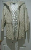 Ladies Vintage Otello Pelle CREAM Leather Diamond Quilt Anorak Coat Jack... - $179.99