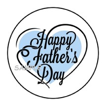 30 Happy Father&#39;s Day Envelope Seals Labels Stickers 1.5&quot; Round Heart Gifts - £5.98 GBP