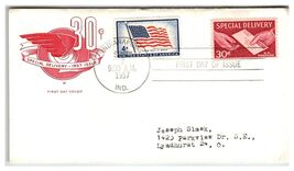 Scott #E20 1957 30c Special Delivery First Day Cover FDC Indianapolis - $8.09