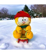 Garfield Takes The Mountain 8&quot; Plush On Sled Fun Farm By Dakin NOS 1978 - $33.15 CAD