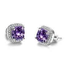 Purple Princess Crystal &amp; Silver-Plated Halo Stud Earrings - £11.21 GBP