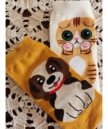 Two (2) Pair ~ Animal Print ~ 1-Cat ~ 1-Dog ~ Knit ~ Ankle Socks (1) - $28.06 CAD