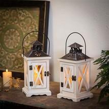 Rustic Hanging Lantern Light Distressed WHITE Indoor Outdoor Wedding Lig... - $34.99+