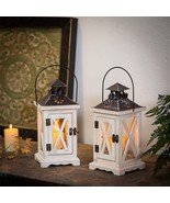Rustic Hanging Lantern Light Distressed WHITE Indoor Outdoor Wedding Lig... - £27.64 GBP+