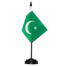 Anley Pakistan Deluxe Desk Flag Set - 6 x 4 Inch Miniature Pakistani Flag - £6.16 GBP
