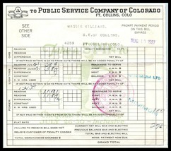 1927 Billhead / Receipt - Public Service Co of Colorado, Fort Collins A2 - £3.09 GBP