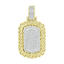 2 CT Real Moissanite Dog Tag Miami Cuban Border Pendant Charm Yellow Gold Plated - £146.91 GBP