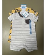 Carter’s Baby 2 Pieces 6-9M White W/Gray Stripes And Yellow W/Trucks - $236.83 MXN