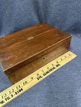 Antique Writing Box 1800&#39;s Victorian Travel Carriage Lap Desk Wood Brass... - $157.41