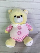 Kellytoy Bear Plush Stuffed Animal Yellow Beige Pink White Checker Print 2011 - £32.50 GBP