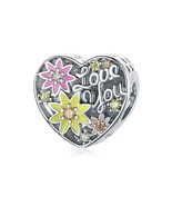 I We Love You Heart Flower Family Charm 925 Sterling Silver With Enamel ... - £15.58 GBP