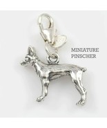 Miniature Pinscher Dog Charm 3-d Solid Sterling Silver - $47.52