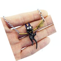 Cats Figures Necklace, Cute Black Cats Hanging on - $40.49