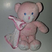 Huggy Fiesta Pink Teddy Bear Lovey Rattle 10&quot; Plush Stuffed Baby Toy Polka Dots - £11.44 GBP
