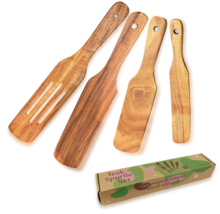 Teak Wood Spatula Set Spurtles kitchen tools heat resistant non stick - £12.59 GBP