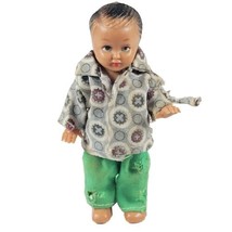 Vintage Hollow Plastic Doll Movable String Jointed Arms w Worn Outfit 4 ... - $6.34