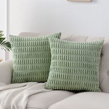 Elegant Homi 2 Packs Sage Green Decorative Throw Pillow Covers 18X18 Inches For - £23.69 GBP