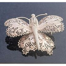 925 Sterling Silver Filigree Butterfly Brooch Sky - $42.57