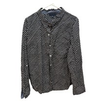 Tommy Hilfiger Button Down Shirt Women&#39;s XL Black White Polka Dot Long S... - $28.17
