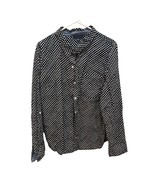 Tommy Hilfiger Button Down Shirt Women&#39;s XL Black White Polka Dot Long S... - $28.17